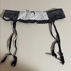 B.Tempt’d Black and White Lattice Garter Belt- Size Small